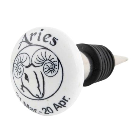 Aries Flat Ceramic Wine Bottle Stopper 